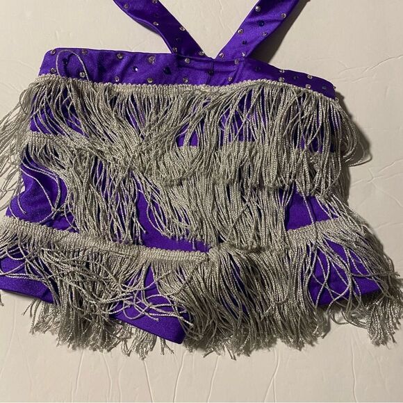 Custom Pleasers Glamorous dance costume purple sequin rhinestone fringe LC child - Picture 6 of 12